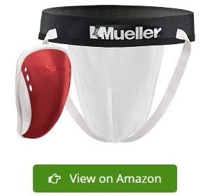 Athletic Cup Groin Protector & Four-Strap No Shift Jock Strap System for Sports 